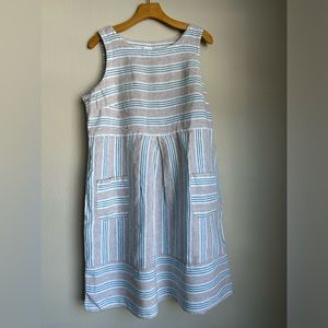 J. Jill striped linen dress. Size large and has pockets